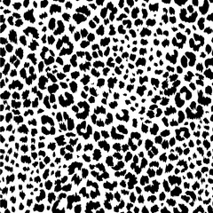 Full Seamless Leopard Pattern Texture Vector. Endless black and white cheetah design for dress fabric print.