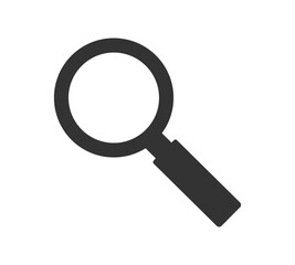 Magnifying glass or search icon, flat vector graphic on isolated background.