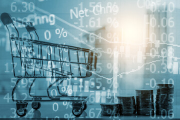 Candle stick graph chart of stock market investment trading.	