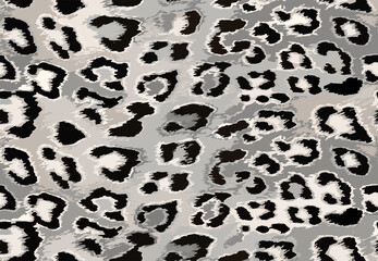 Full seamless leopard cheetah animal skin pattern. Ornamental Silver Gray Design for women textile fabric printing. Suitable for trendy fashion use.
