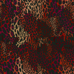 Full seamless leopard cheetah animal skin pattern. Cherry Color Design for women textile fabric printing. Suitable for trendy fashion use.