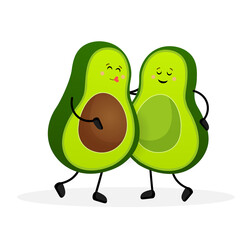 Avocado, great design for any purposes. Vector hand drawn illustration. Funny cartoon character.
