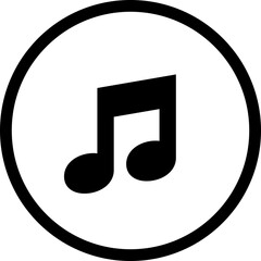 Ringtone icon or music sign. Black circle background.