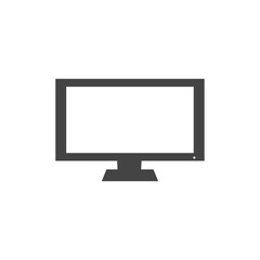 Vector illustration of a modern computer monitor. Monitor with white blank screen on white isolated