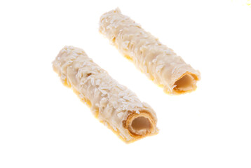 waffle roll with cream isolated