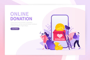 Donate online, great design for any purposes. Charity concept. Abstract green web banner. Vector background. Abstract icon. Web banner.