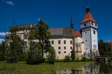 Fototapeta na wymiar water castle in the middle of europe in bohemia