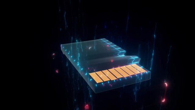 mini sd card in isolated black background 4k. High quality 4k footage