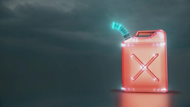 Plastic Red Jerry Can With Abtract Points And Lines 4k. High quality 4k footage