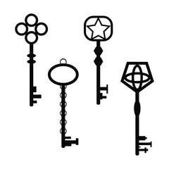 Keys silhouettes. Vector set collection