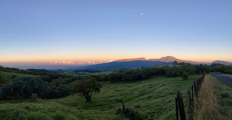 Plakat Beautiful Panorama of Piton des neiges, highest mountain in Reunion island