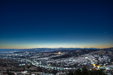 Beautiful starry sky in the Ukrainian mountain village