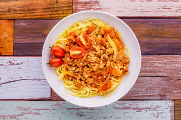 Spaghetti with Minced Pork Tomato Sauce