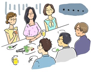 盛り上がらなくて気まずい合コン © みずたにいぬ