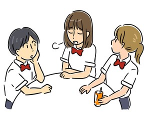 女子会で悩みを話す女の子