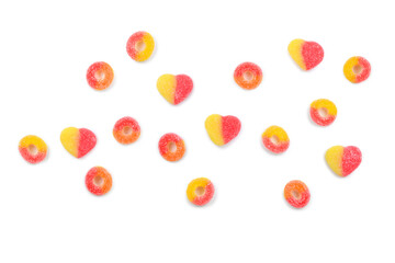 Assorted gummy candies. Top view. Jelly  sweets.