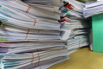 Close up stack of document at office