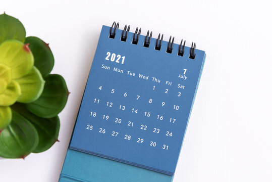 July 2021 Desk Calendar On White Background