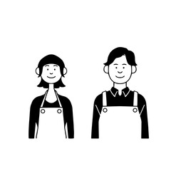エプロン姿の男女