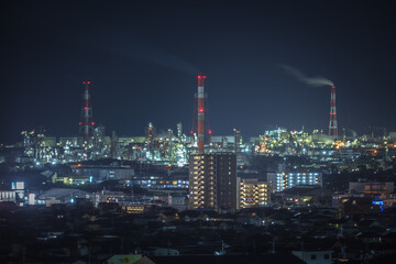 Obraz premium 三重県 四日市工場夜景 垂坂公園