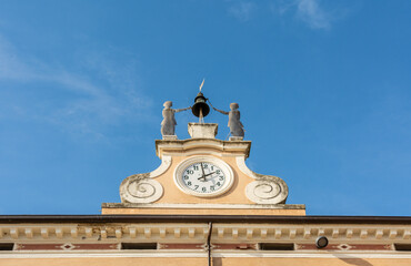 clock of the ancient building of Bardolino on Garda lake, Verona province, northern italy - october 29,2020