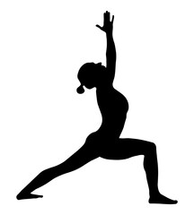Fototapeta na wymiar Yoga, warrior pose. Silhouette of a person doing yoga. A simple image of a warrior's pose.