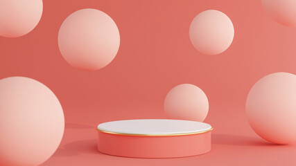 3d render of pink podium with sphere for product display