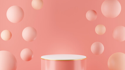 3d render of pink podium with sphere for product display