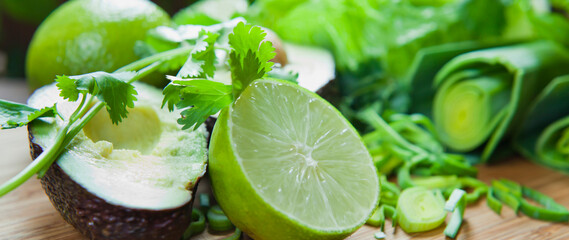 Healthy green foods -  alternative medicine involve balanced diet with vitamns, nutritions and superfoods for human well-being.