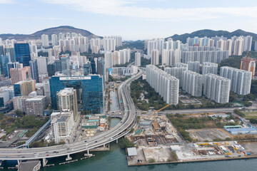 Fototapeta na wymiar 2021 Jan 04,Hong Kong.Mei Foo Sun Chuen is one of Hong Kong's long-standing private housing estates.
