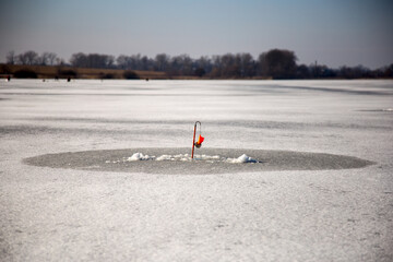 Winter fishing tackle for catching predatory fish on the ice of the river