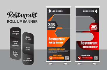 Food and Restaurant roll up banner design template collection