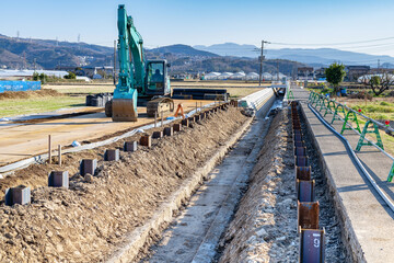 農業用水路の工事