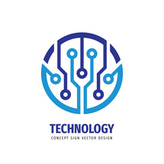 Electronic technology - vector logo design. Digital chip sign. Network concept symbol.