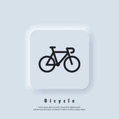 Fototapeta premium Bicycle icon. Cycling. Bike sign. Bycicle logo. Vector. UI icon. Neumorphic UI UX white user interface web button. Neumorphism