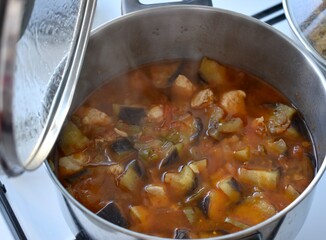 homemade stew with vegetables and chicken