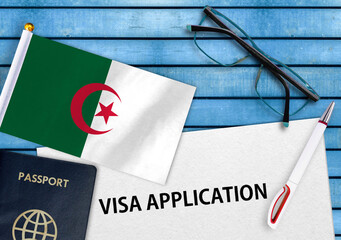 Visa application form and  flag of Algeria