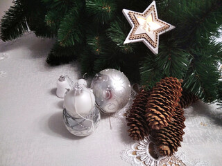 ornaments, card, christmas, decorated, decoration, baubles, stars, merry,  ornate, cone, xmas
