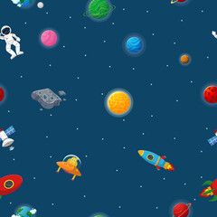 Obraz na płótnie Canvas Galaxy seamless pattern design. Astronaut with