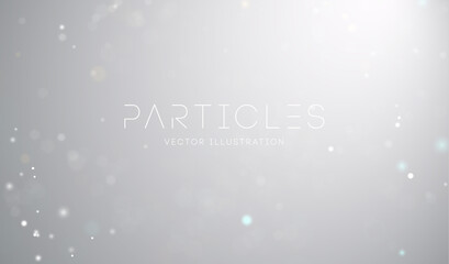 White particles on grey background. White data bokeh dust abstract vector. EPS 10