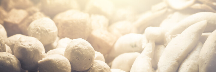 Many shapes of meatballs Put in noodles, Thai food, Chinese