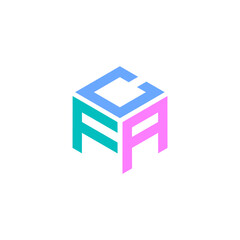Logo with three letter CFA. Hexagon design vector