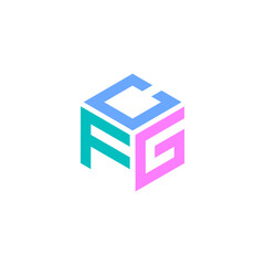 Logo with three letter CFG. Hexagon design vector