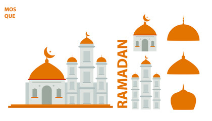 nice and beautiful simple mosque vector flat design