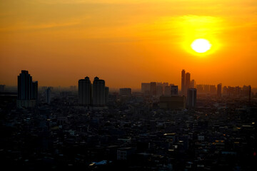 sunset over the city