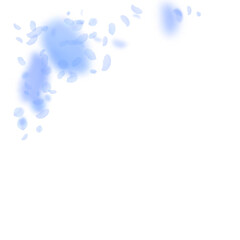 Dark blue flower petals falling down. Energetic ro