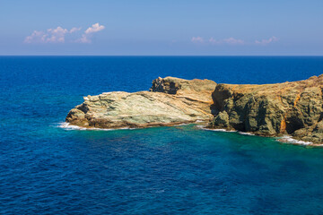 View of the coast of the island of Folegandros, Greece.