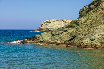 Fototapeta na wymiar View of the coast of the island of Folegandros, Greece.
