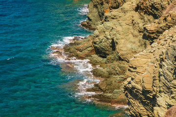 View of the coast of the island of Folegandros, Greece.