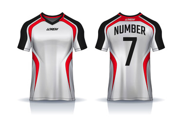 t-shirt sport design template, Soccer jersey mockup for football club. uniform front and back view.
